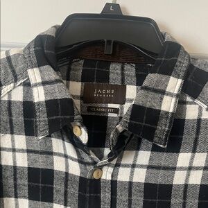 Jachs Black and White Plaid Classic Fit Button-Up Shirt